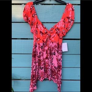 *NWT* Free People Short-Sleeved Boho Top